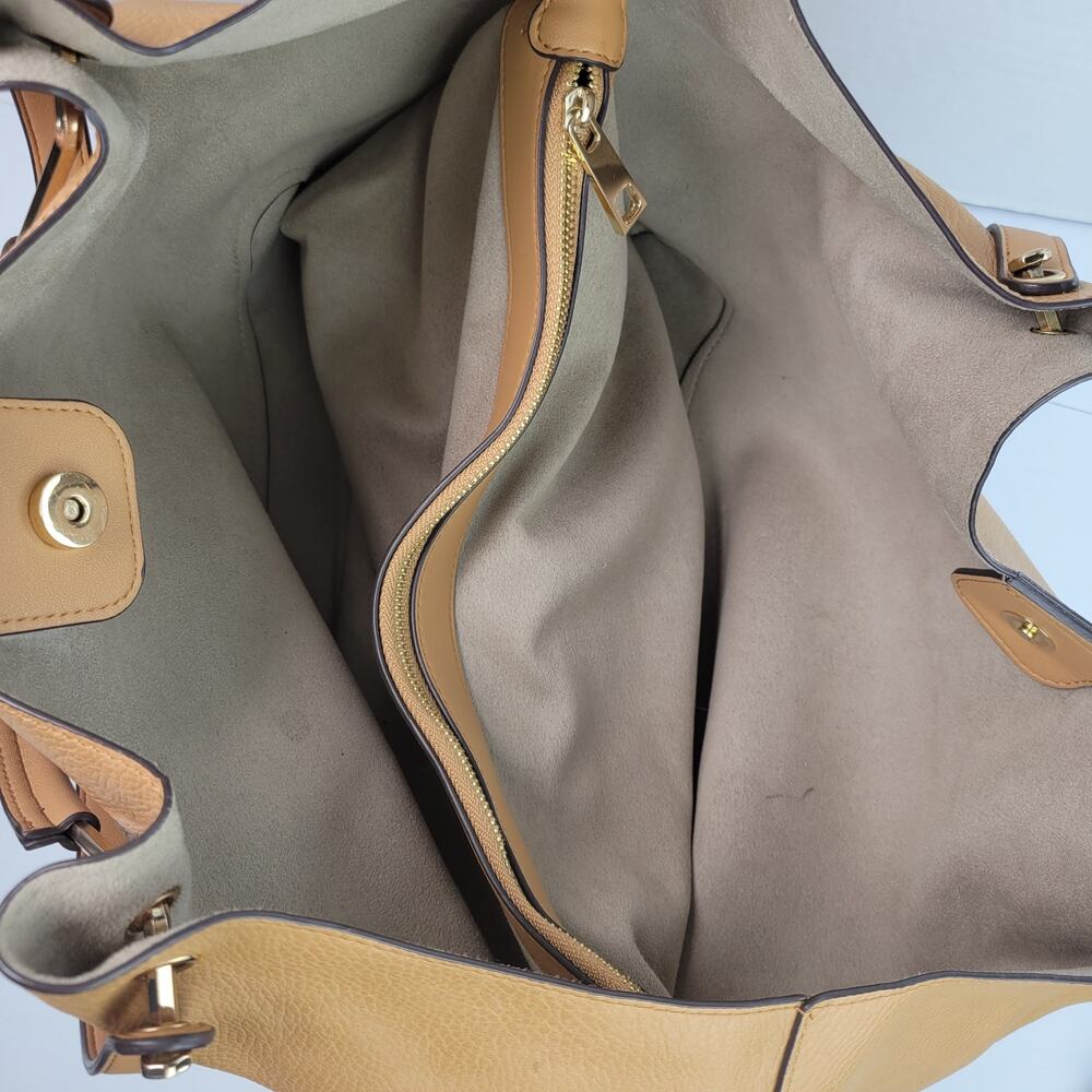 Sondra Roberts Squared Brown Faux Leather Double Handle Shoulder Bag w/ Pouch - Picture 9 of 14